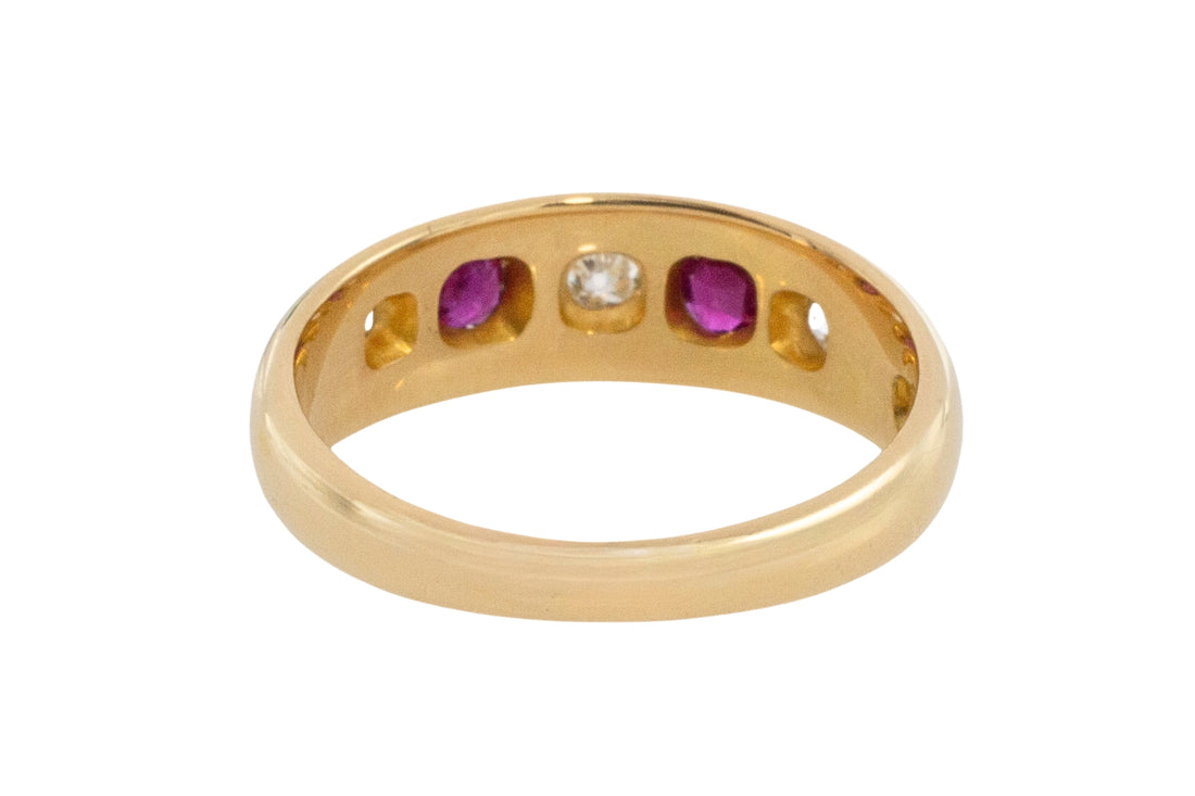 Ruby and old cut diamond gypsy ring from 1905-Antique rings-The Antique Ring Shop