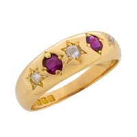 Ruby and old cut diamond gypsy ring from 1905-Antique rings-The Antique Ring Shop
