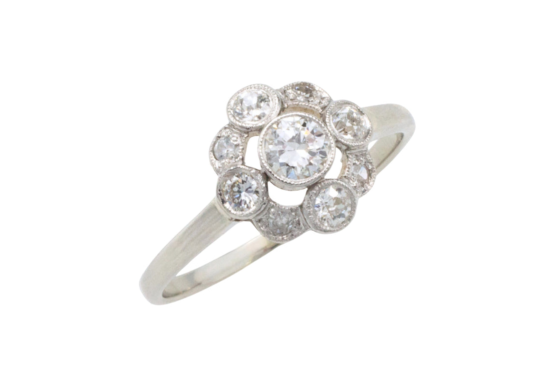 Antique five old cut diamond ring
