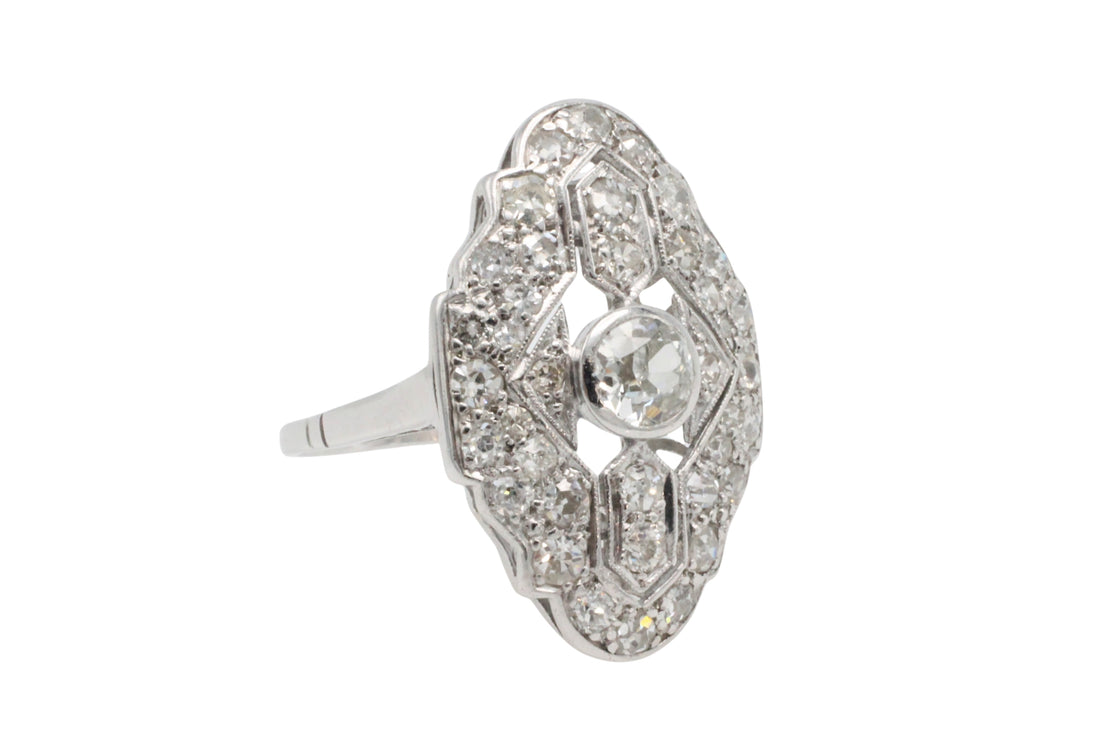 Art Deco diamond ring in white gold-The Antique Ring Shop