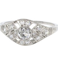 Platinum Art Deco ring with old cut diamonds