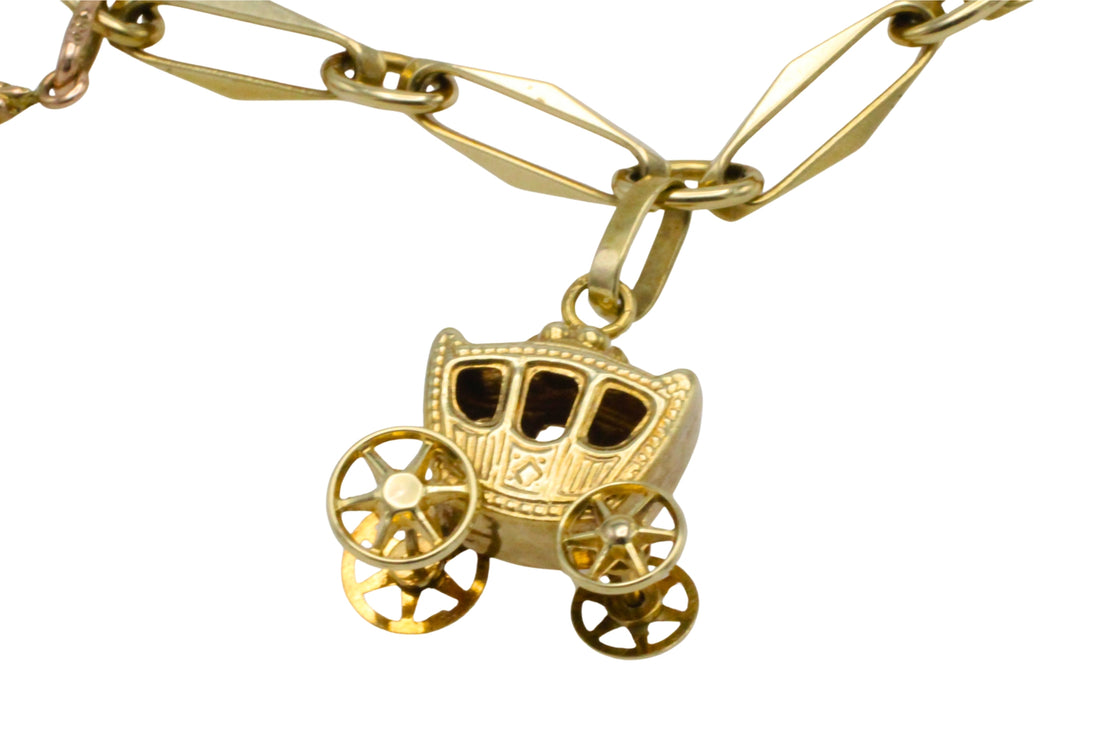 Vintage charm bracelet in 14 carat gold-Bracelets-The Antique Ring Shop