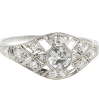 Platinum Art Deco ring with old cut diamonds