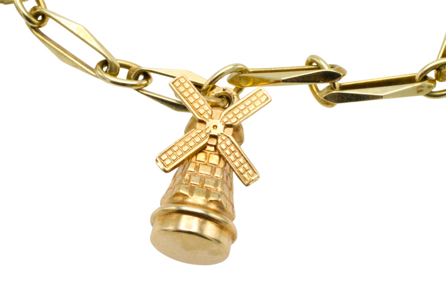 Vintage charm bracelet in 14 carat gold-Bracelets-The Antique Ring Shop