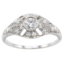 Platinum Art Deco ring with old cut diamonds