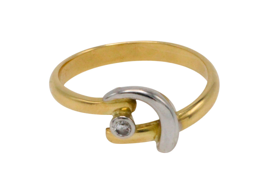 18 carat white and yellow gold diamond ring-Vintage Rings-The Antique Ring Shop