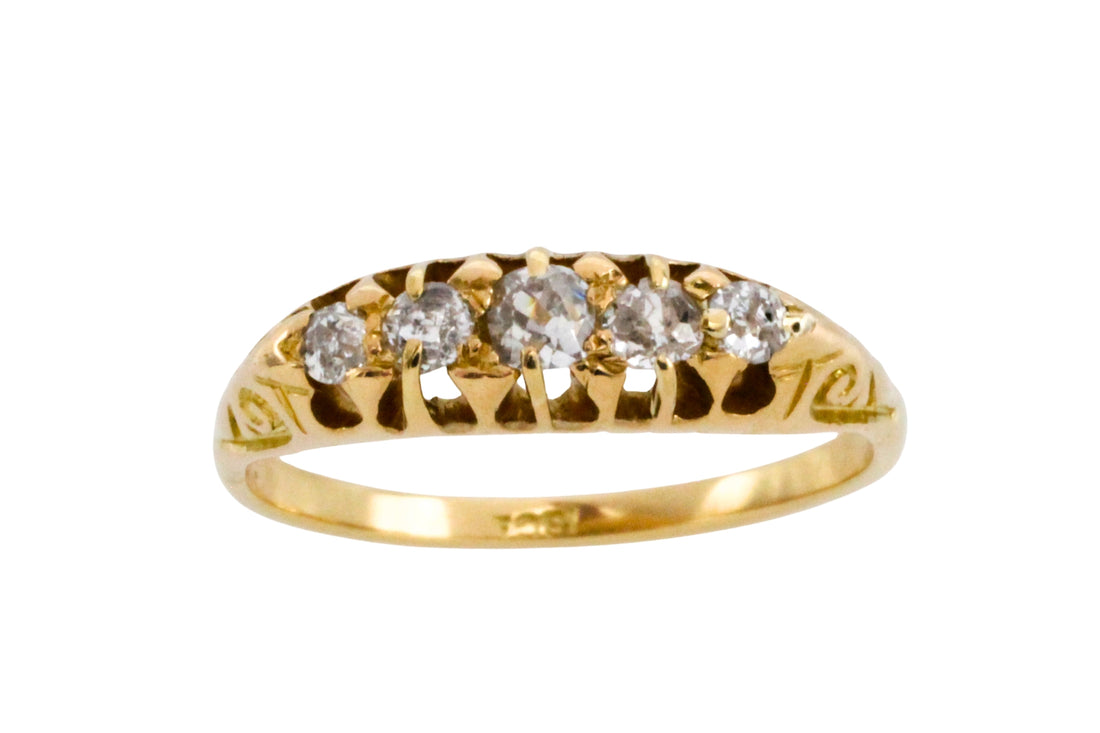 Edwardian five stone old cut diamond ring-Antique rings-The Antique Ring Shop
