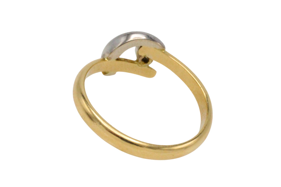 18 carat white and yellow gold diamond ring-Vintage Rings-The Antique Ring Shop