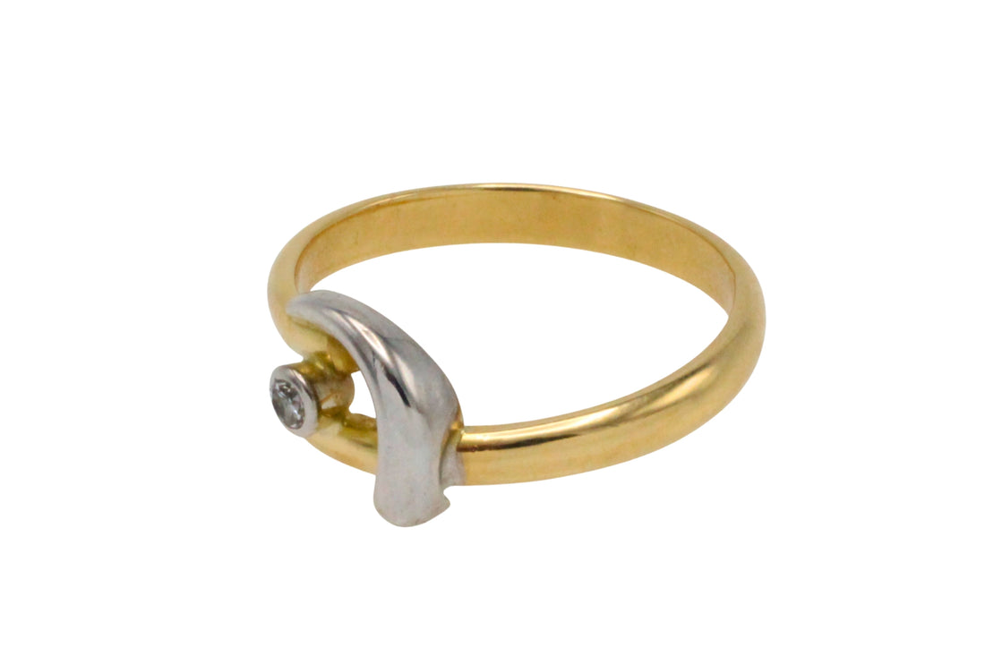 18 carat white and yellow gold diamond ring-Vintage Rings-The Antique Ring Shop