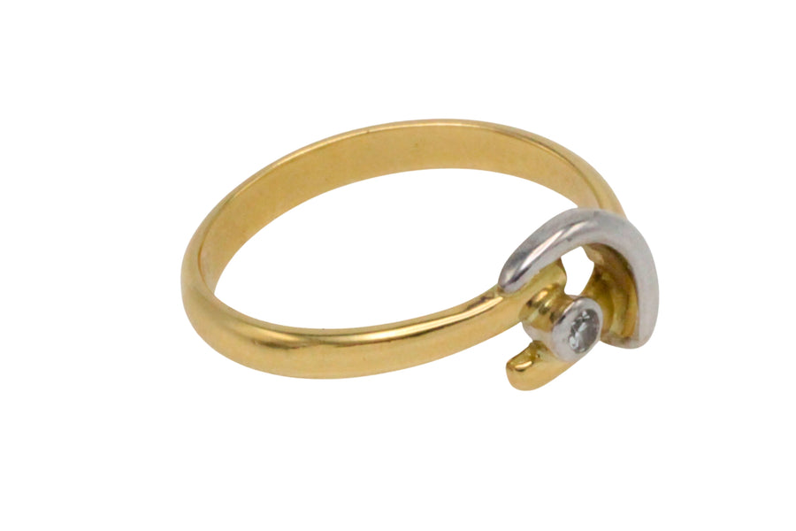 18 carat white and yellow gold diamond ring-Vintage Rings-The Antique Ring Shop