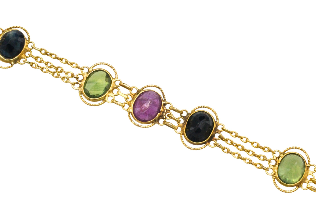 Sapphire ruby and tourmaline braclet