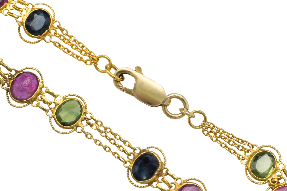 Sapphire ruby and tourmaline braclet
