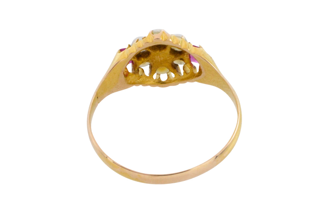 Ruby and pearl ring from 1872