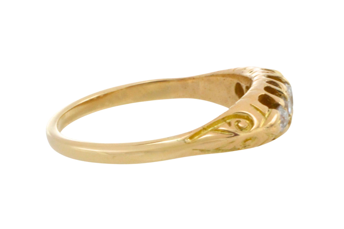 Edwardian five stone old cut diamond ring-Antique rings-The Antique Ring Shop