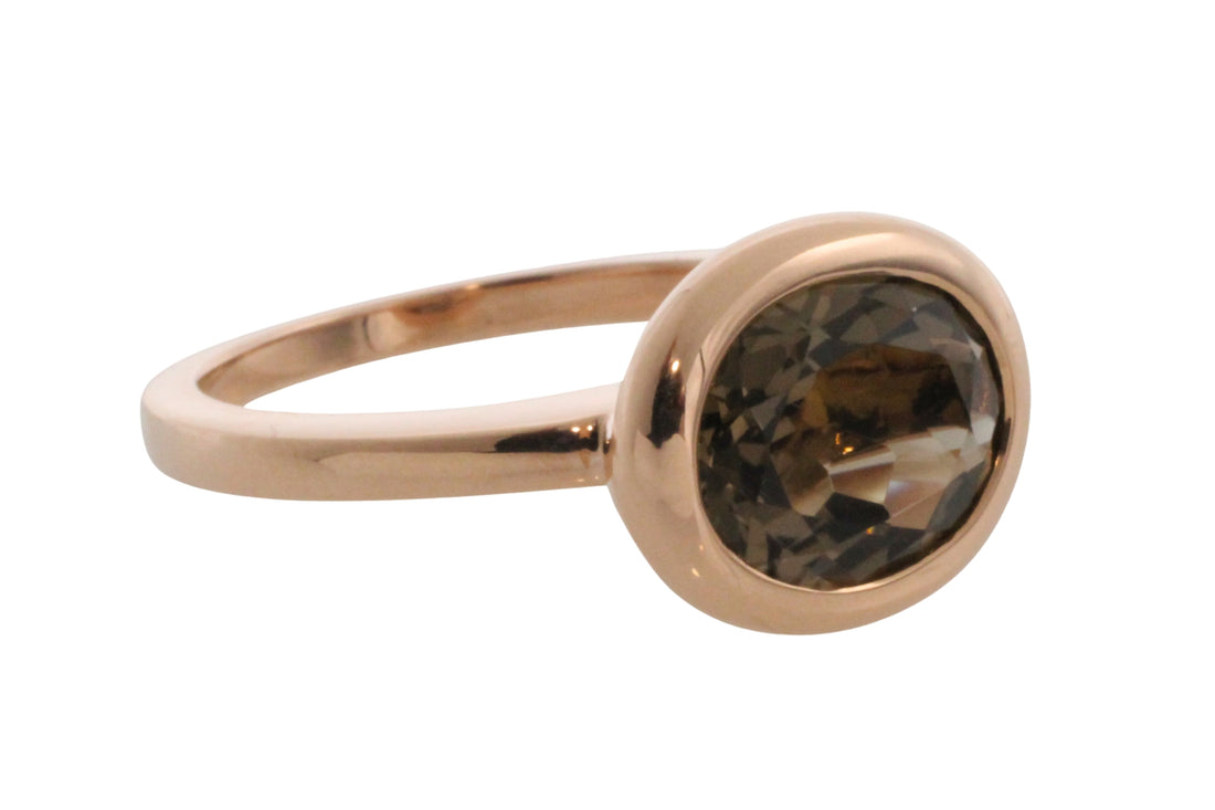 Smaoked quartz ring in 18 carat rose gold-Vintage Rings-The Antique Ring Shop