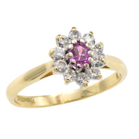 Vintage roze saffier en diamanten ring