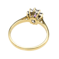Vintage roze saffier en diamanten ring