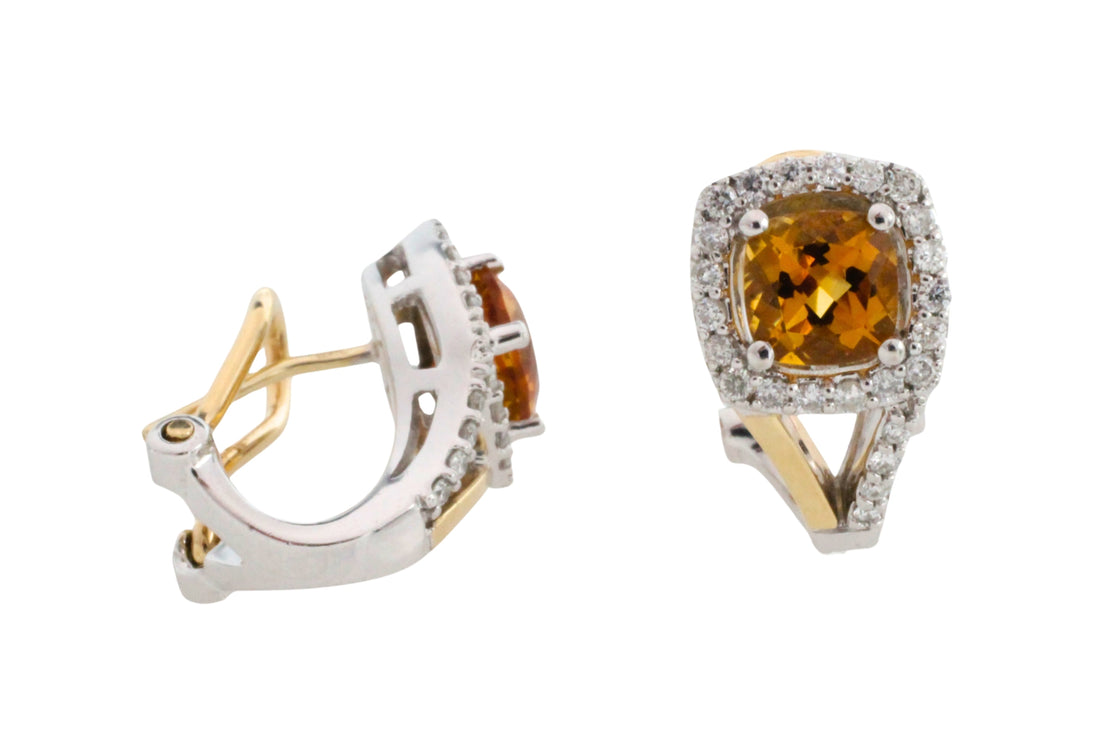 Citrine and diamond earrings