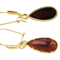 Garnet pendant earrings in 14 carat gold-Earrings-The Antique Ring Shop