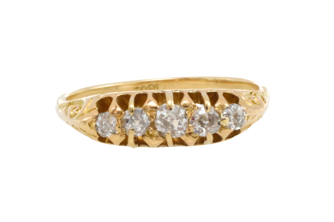 Edwardian five stone old cut diamond ring-Antique rings-The Antique Ring Shop