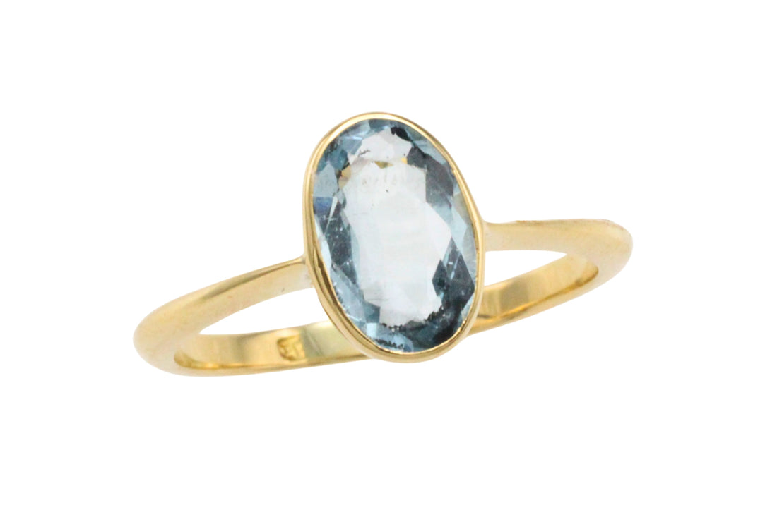 Edwardiaanse aquamarijn ring van 18 karaat goud
