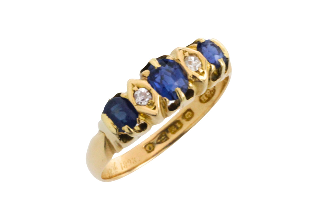 Victorian sapphire and diamond ring from 1897-Antique rings-The Antique Ring Shop