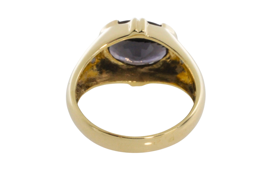 Tourmaline and diamond rig in 18 carat gold-Vintage Rings-The Antique Ring Shop