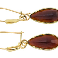 Garnet pendant earrings in 14 carat gold-Earrings-The Antique Ring Shop