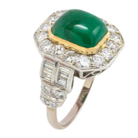 Vintage cabochon emerald and diamond ring in 18 carat gold