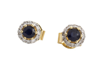 Sapphire and diamond studs-Earrings-The Antique Ring Shop