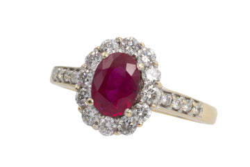 Ruby and diamond ring in 14 carat gold-engagement rings-The Antique Ring Shop