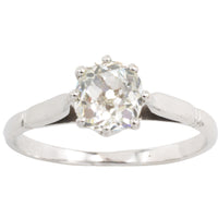 Old cut diamond solitaire in 14 carat white gold.-engagement rings-The Antique Ring Shop