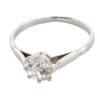 Old cut diamond solitaire in 14 carat white gold.-engagement rings-The Antique Ring Shop