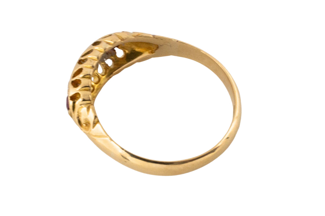 Cabochon amber ring in rose gold-vintage rings-The Antique Ring Shop