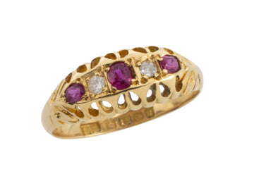 Vintage diamond ring in white and yellow gold-engagement rings-The Antique Ring Shop