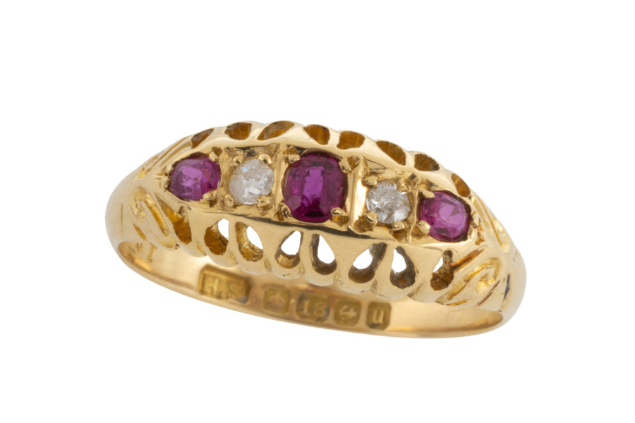 Vintage diamond ring in white and yellow gold-engagement rings-The Antique Ring Shop