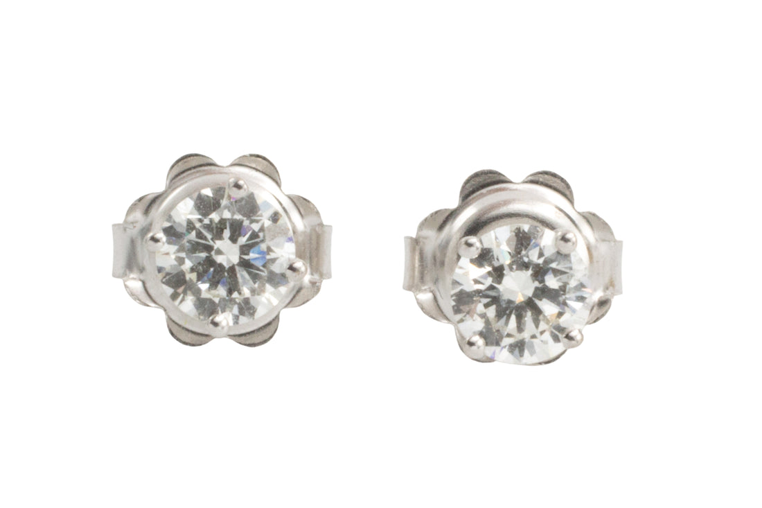 Diamond studs in white gold-Earrings-The Antique Ring Shop