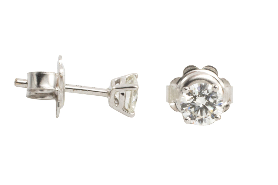 Diamond studs in white gold-Earrings-The Antique Ring Shop