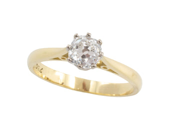 Old mine cut diamond solitaire ring-engagement rings-The Antique Ring Shop