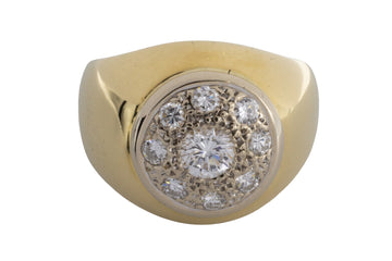 18 carat white and yellow gold diamond ring-vintage rings-The Antique Ring Shop