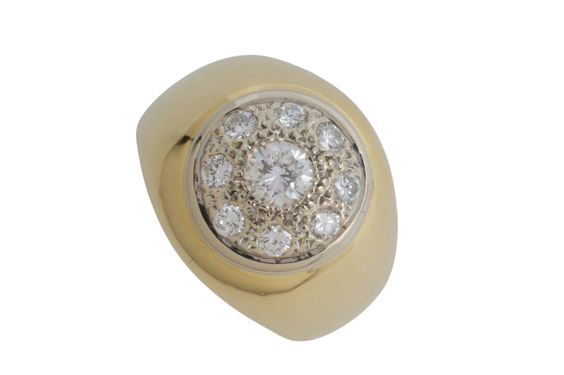 18 carat white and yellow gold diamond ring-vintage rings-The Antique Ring Shop