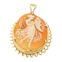 Vintage cameo pendant in 14 carat gold-Pendants-The Antique Ring Shop
