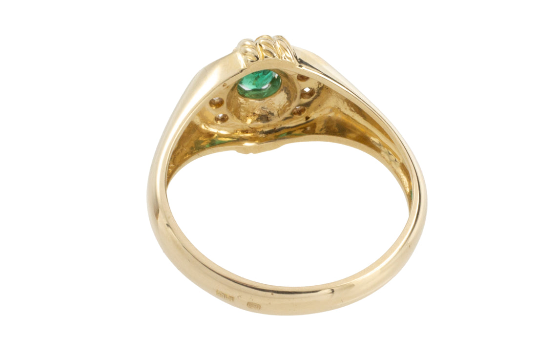 Emerald and diamond ring in 18 carat gold-vintage rings-The Antique Ring Shop