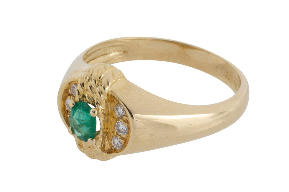 Emerald and diamond ring in 18 carat gold-vintage rings-The Antique Ring Shop