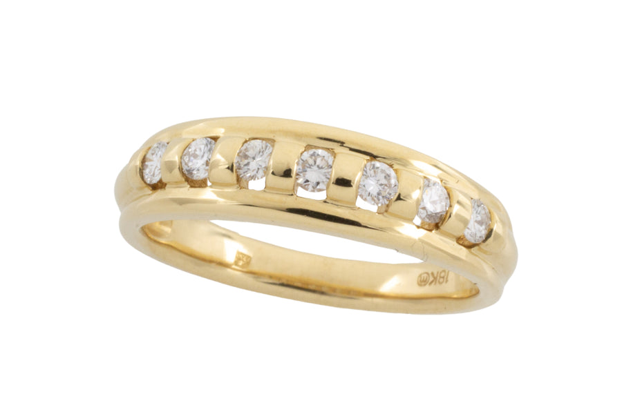 18 carat gold band with brilliant cut diamonds-wedding rings-The Antique Ring Shop