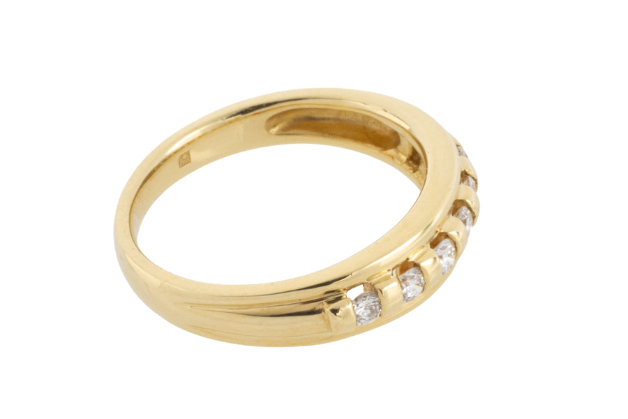 18 carat gold band with brilliant cut diamonds-wedding rings-The Antique Ring Shop