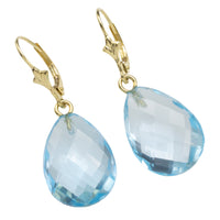 Faceted topaz drops in 14 carat gold-Earrings-The Antique Ring Shop