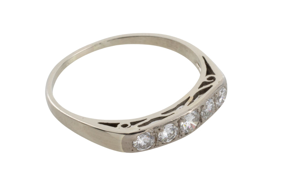 White gold ring with brilliant cut diamonds-vintage rings-The Antique Ring Shop