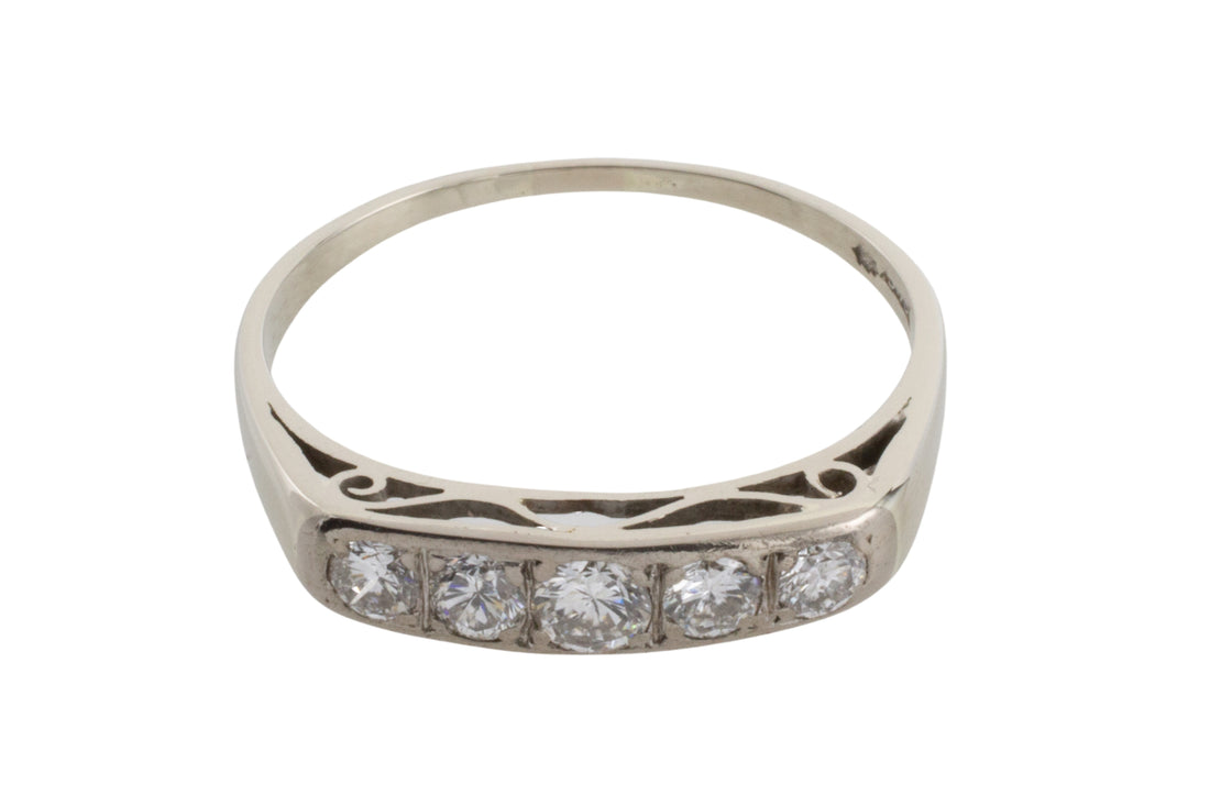 White gold ring with brilliant cut diamonds-vintage rings-The Antique Ring Shop