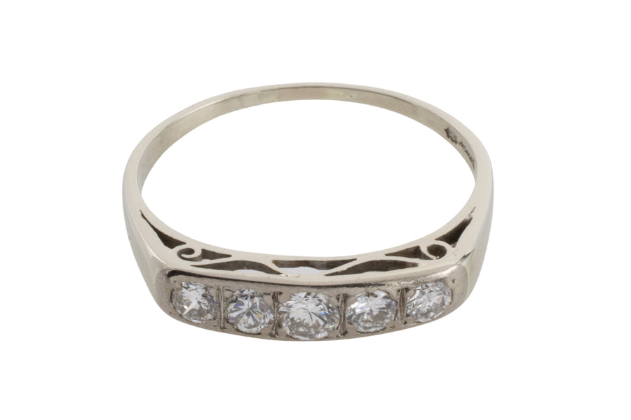 White gold ring with brilliant cut diamonds-vintage rings-The Antique Ring Shop